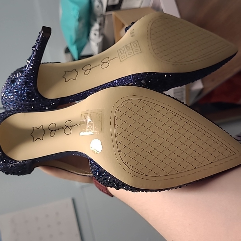 Jessica Simpson Navy Sparkle Heels - Picture 8 of 10